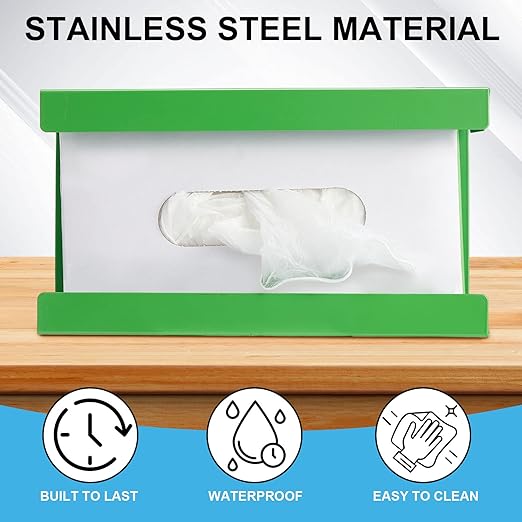 Lounsweer 2 Pcs Magnetic Glove Dispenser Holders Wall Mount Boxes of Gloves Commercial Quality Towels Wipes Paper Tissue Box Holder Kitchen Fridge Office Workshops Garage Tool Hospital(Green)