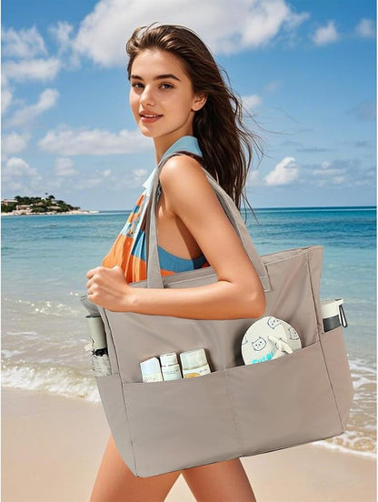 Waterproof Beach Tote Pool Bags for Women Ladies Extra Large Gym Tote Carry On Bag With Wet Compartment for Weekender Travel