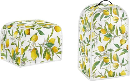 Fruit Theme Lemon Printed Appliance Covers Set Washable Kitchen Blender Dust Cover Bread Maker Toaster Cover 2 Slice Kitchen Accessories Size S