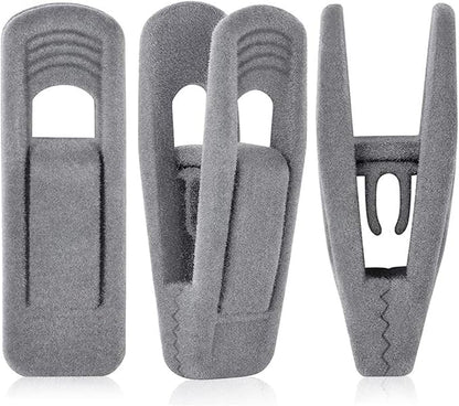 Grey Velvet Hangers Clips (50-Pack), Non-Slip Velvet Skirt Hanger Clips for Velvet Hangers, Strong Finger Clips Perfect for Kids Velvet Hangers Skirt Pant Clothes Gray Velvet Hangers