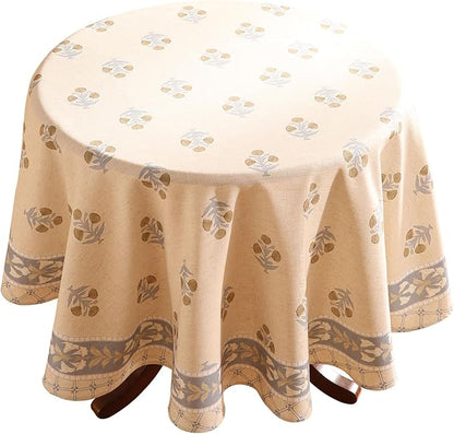 patdrea Designer Beige Round Tablecloth,Vintage Linen Yellow Floral Pattern Table Cloth,Decoration Table Cover for Kitchen Dining Christmas,Tea Party,Thanksgiving,Diameter 67"-Istana a