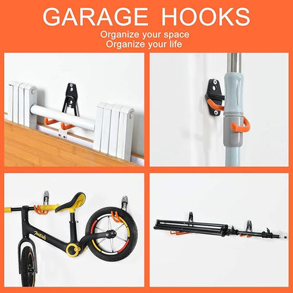 AOBEN Garage Hooks Heavy Duty, Steel Garage Storage Hooks, Utility Tool Hangers and Combinable Wall Mount for Organizing Ladders, Bikes, Hoses, and More Equipment (Small J, 4 Pack)