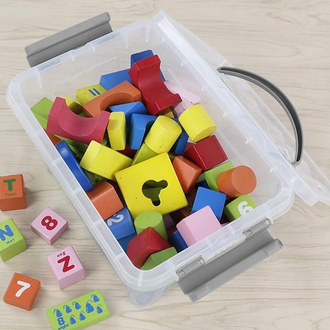 6-Pack 6 L Plastic Storage Containers Latch Storage Box with Lids