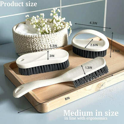 Scrub Brush for Cleaning - 3pcs Bathroom Scrubber Cleaning Brushes for Household Use Heavy Duty Small Nylon Brush,Shoe Cleaning Brush,Laundry Brush,Kitchen,Bathtub,Floor Brushes