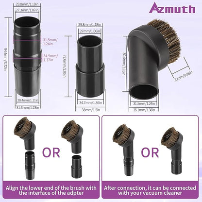 3 Pcs 25mm Soft Horsehair Vacuum Brush Attachment with Vacuum Hose Adapter for Shark Vacuum Attachments, Vacuum Attachment for Shop Vac Vacuum and Most Household Vacuum Cleaner