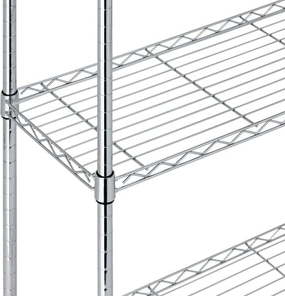 Amazon Basics 5-Shelf Adjustable Heavy Duty Steel Wire Rack Storage Shelving Organizer for Kitchen, Garage, 36" L x 14" W x 72" H, Chrome