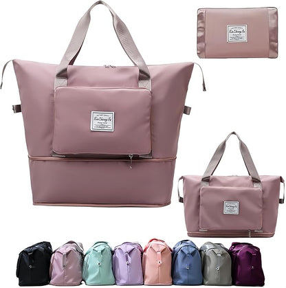 Large Capacity Foldable Travel Bag, Expandable lightweight Carry on Bag, Dry with Wet Separation Spor Duffel Bags