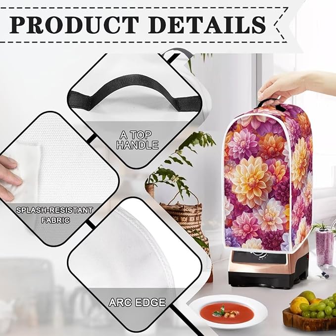 Bright Floral Blender Dust Cover Toaster Cover Boho Mandala Floral 4 Slice Washable Kitchen Small Appliance Cover