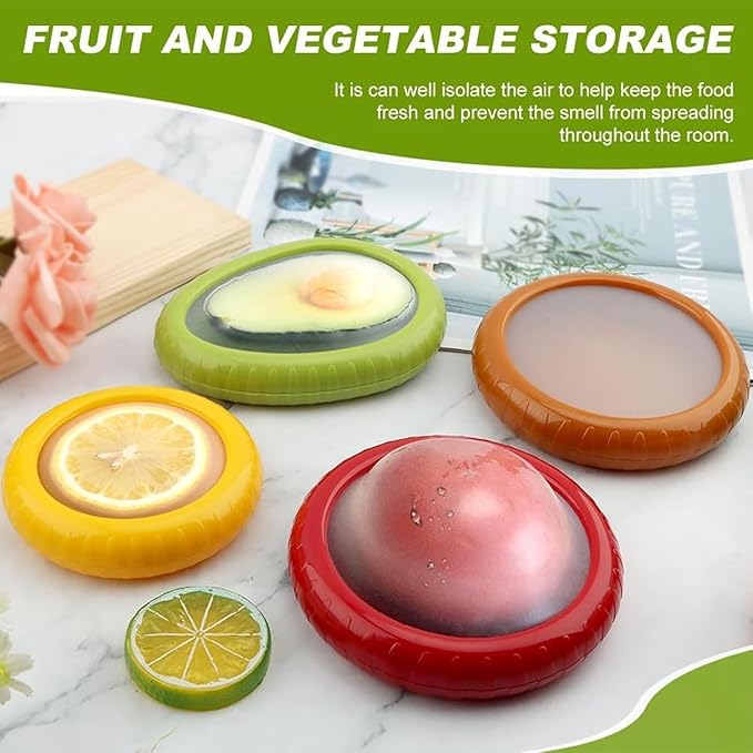 4PC Silicone film preservation box Fruit and Vegetable Storage Containers Set for Fridge, Onion Storage Container, Avocado keeper,Tomato Saver,and Lemon holder reusable silicone food savers