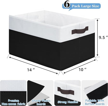Criusia 6 Pack Closet Organizers and Storage Bins, Cute Dorm Room Essentials for Clothes Beddings Bags, Under Bed Storage Containers, Apartment Essentials Baskets for Organizing (14L*10W*9.5H)
