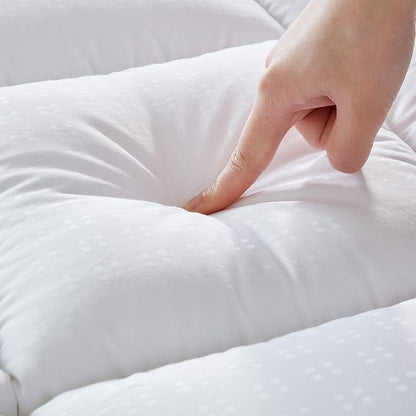 SLEEP ZONE Twin Size Cotton Mattress Pad, Machine Washable Mattress Protector Cover, Soft Cotton Top Cooling Mattress Topper Fits 8-21 inch Deep Pocket, Twin
