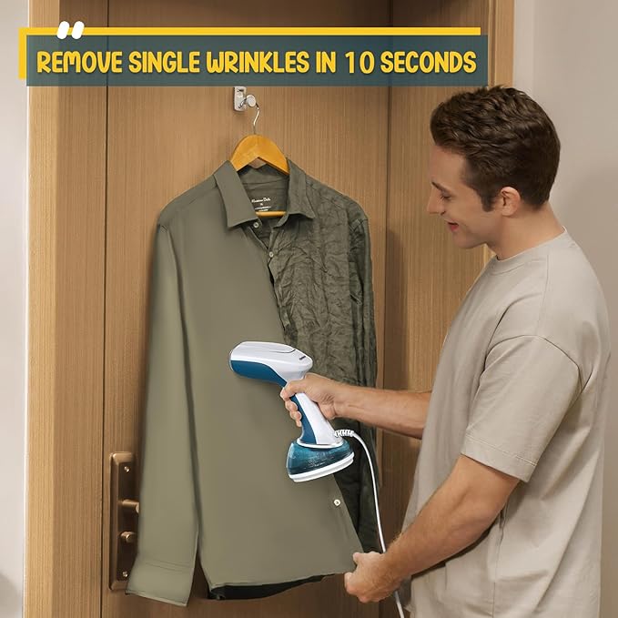 Handheld Steamer for Clothes 1200W, Clothes Steamer with Large 360ml Water Tank, Fast Wrinkle Remover Portable Garment Steamer, Ideal for Home, Office, Travel, Blue