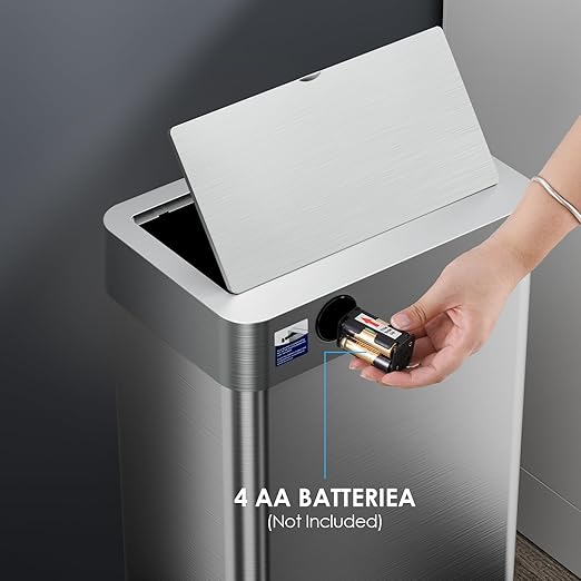 TLSUNNY 18.5 Gallon Motion Sensor Trash Can,Touchless Automatic Garbage Can,Brushed Stainless Steel Smart Bin,with Bag Holder,Soft Close Lid,for Kitchen,Office,RV,Bedroom,Living Room (Silver, 70L)