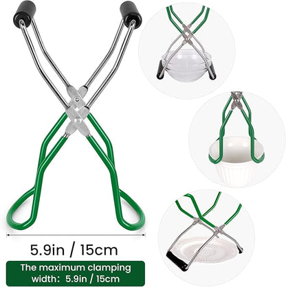 Canning Jar Lifter, Canning Tongs, Stainless Steel Jar Lifter with Rubber Grip Handle for Home Kitchen, Darkgreen