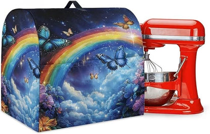 Butterfly Stand Mixer Cover Starry Rainbow Mixer Cover Kitchen Aid Cover Dust Cover with 2 Pocket and Handle Kitchen Appliance Coffee Maker Toaster Dust Covers