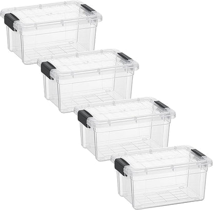 Superio Clear Storage Bins with Lids, Stackable Storage Box with Latches and Handles, Extra Small, 4 Pack 1.75 Quart