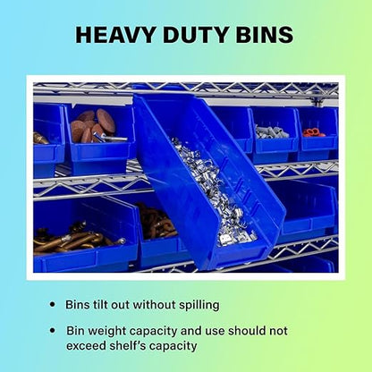 Akro-Mils 30120 Plastic Shelf Bins, Heavy Duty Storage Bins for Garage, Closet, and Drawer Organization, 12-Inch x 4-Inch x 4-Inch, Green, 24-Pack