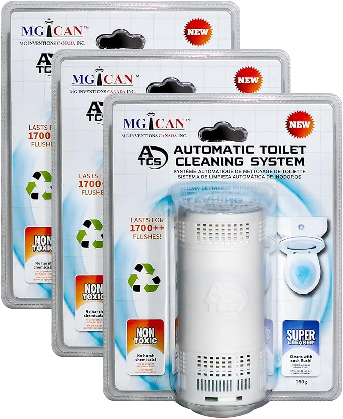 MGICAN Patented Automatic Toilet Cleaning System(ATCS) | Non-Toxic | Bleach Free & Long-Lasting | In Tank Toilet Bowl Cleaner | Cleans & Removes Stains in Every Flush| UL-Certified, 3 Pack