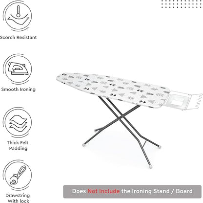 Encasa XO Ironing Board Cover and Pad 42"x14" - Thick 3mm Felt Padding, Drawstring Tightening & Lock, Easy Fit, Scorch & Stain Resistant, Fits Medium Ironing Board - Black Arrow