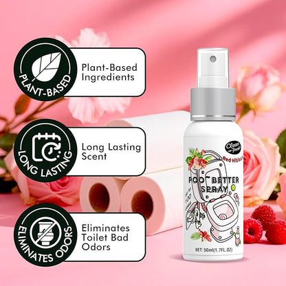 Clean-n-Fresh Toilet Spray, 8.5 Fl Oz Variety Pack of 5 - Citrus, Hibiscus, Lavender, Eucalyptus, Beach Coco, Travel Essentials Bathroom Odor Elimination, Air & Toilet Freshener, Each 1.7 Fl Oz