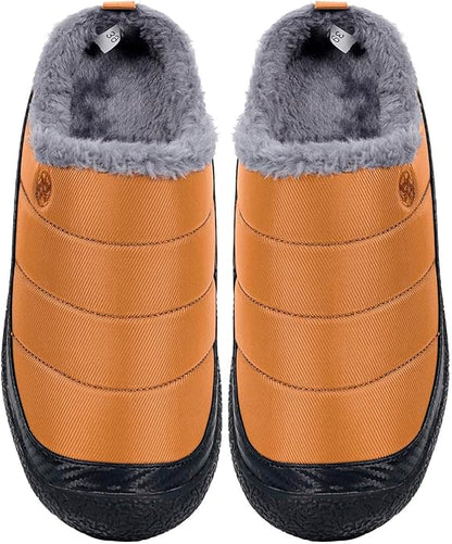 Womens Mens House Slippers Slip on Snow Winter Warm Fully Fur Lined Slippers Indoor Outdoor Shoes