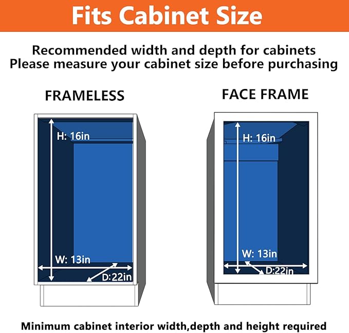 ROOMTEC Individual Pull Out Cabinet Organizer (12½" W x 21½" D), 2 Tier Spice Rack Organizer for Cabinet, Slide Out Drawer Pantry Shelf Organization and Storage for Kitchen Bathroom