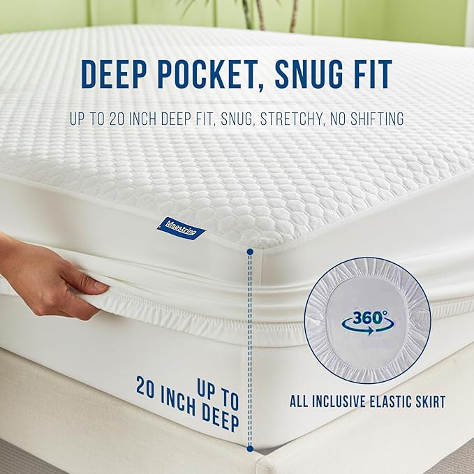 Luxury California King Size Tencel Waterproof Mattress Protector Deep Pocket - Premium Cooling Bed Cover Pad - Hypoallergenic & Allergy-Friendly - Oeko-Tex Certified - Ultra Soft & Breathable