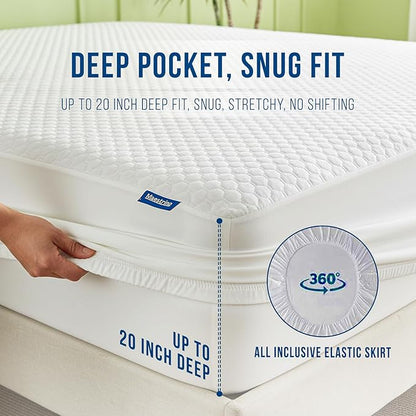 Luxury California King Size Tencel Waterproof Mattress Protector Deep Pocket - Premium Cooling Bed Cover Pad - Hypoallergenic & Allergy-Friendly - Oeko-Tex Certified - Ultra Soft & Breathable