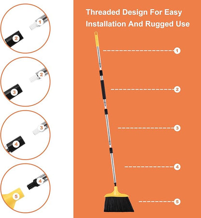 3 Pack Outdoor Heavy Duty Broom 59 Inch - Commercial Grade for Patio, Garage, Restaurant, Lobby, Mall, Market, Office, Kitchen, Driveway, and Warehouse Cleanup