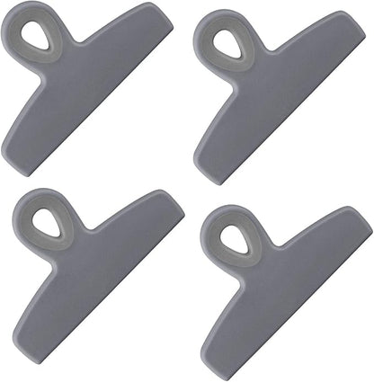 COOK WITH COLOR Bag Clips - Heavy Duty Chip Clip and Refrigerator Magnet Clips for Food Storage with Air Tight Seal Grip, Grey, Pack of 4 Large Clips