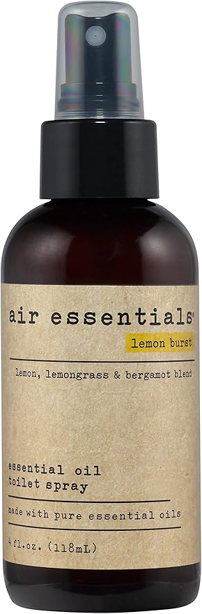 Air Essentials Essential Oil Toilet Spray - Odor Eliminator & Air Freshener - Made with Pure Essential Oils - Lemon Burst - 4 Ounce