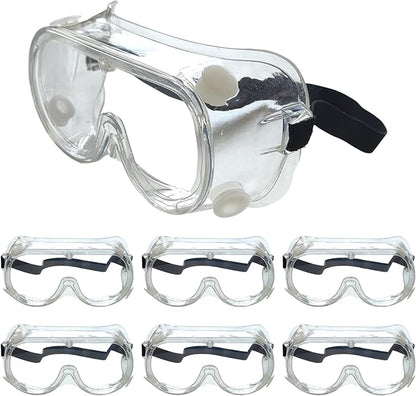 Safety Goggles 6 Pack - Anti-Fog Protective Safety Glasses - Clear Lens Adjustable Soft Lightweight Protection Eyewear