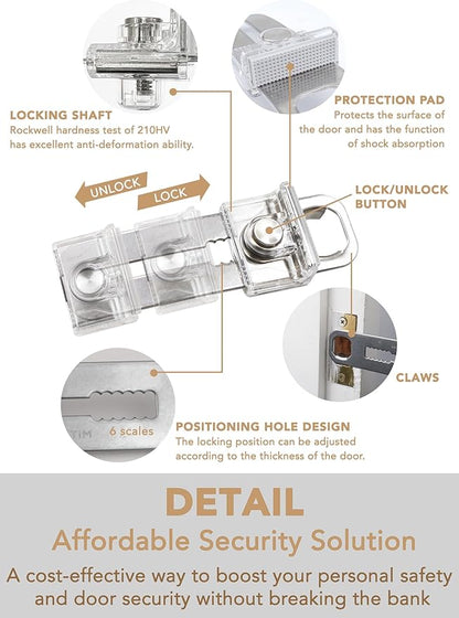 Greatim Portable Door Lock for Travel Hotel Safety, Stainless Steel Security Lock, Compact Safety Lock for Room Door, Universal Portable Travel Door Lock for Room Security