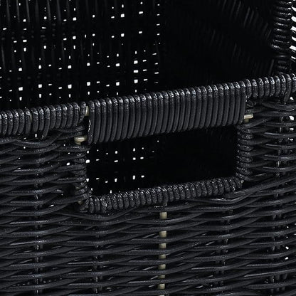 HOONEX Wicker Storage Baskets for Organizing, Decorative Woven Baskets for Storage with Carrying Handles, Set of 2, Black