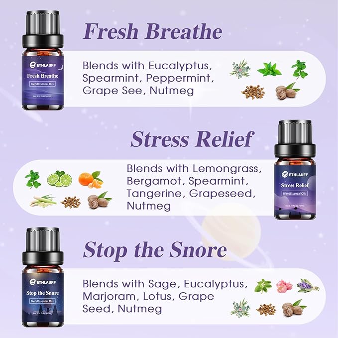 Sleep Essential Oils, Essential Oil Blends for Diffusers for Home (Relax, Stress Relief, Fresh Breathe, Sweet Dreams) Candle Making Scents, Relaxation Gift for Women and Men