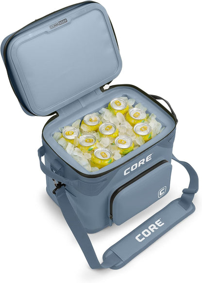 CORE Magnetic Leak Proof Soft Cooler with Waterproof Zipper | Insulated Bag Portable Ice Chest Box | Best Soft Cooler for Food & Beverages for Tailgating, Car Camping, Travel, and Family Beach Picnics