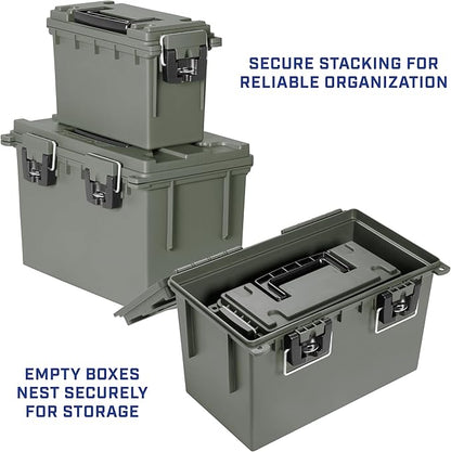 Sheffield 12713 Storage Bins With Lids, 2-Pack Stackable Storage Bins, Made in USA, Lockable and Water-Resistant Containers with Lids, Plastic Containers for Home, Classroom, and Dorm