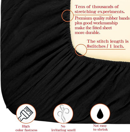 NTBAY Toddler Bedding Set - 4 Piece Soft and Breathable Crib Bedding Set for Boys and Girls, Includes Quilted Comforter, Fitted Sheet, Flat Top Sheet and Envelope Pillowcase, Black