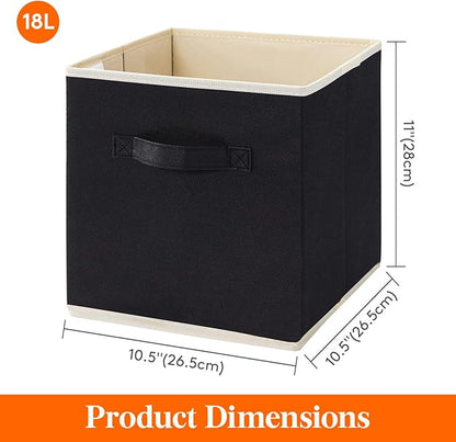 Lifewit 12 Packs Storage Cubes, 11 Inch Cube Storage Bins, Foldable Decorative Fabric Storage Baskets for Organizing Home Organizers with Handles for Shelves, Closet, Black