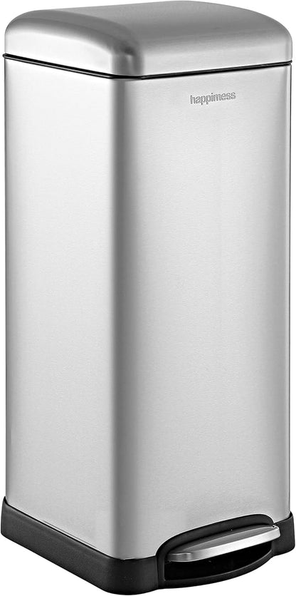 happimess HPM1007D Betty Retro 8-Gallon Step-Open Trash Can with Soft-Close Lid, Fingerprint Resistant, Modern, Minimalistic for Home, Kitchen, Laundry Room, Office, Bedroom, Bathroom, Chrome