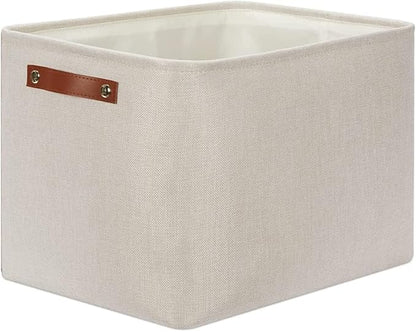 DULLEMELO Storage Baskets Large 16"x12"x12" Tall Rectangular Baskets Fabric Storage Bins for Organizing [1 Pack] Collapsible Linen Shelf Baskets for Clothes, Toys, Closet, Laundry (Beige)