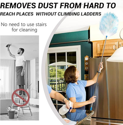 5PCS Extendable Lambswool Duster with 35-55 Inch Adjustable Aluminum Handle,Feather Duster Static Electricity Dust Adsorption, Reusable Cleaning Tool for Home, Car, Office, Ceiling, Furniture