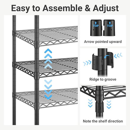 VIPEK V5 Plus Large Portable Closet Rack Freestanding Wardrobe Closet, Multi-Functional Clothes Rack Heavy Duty Metal Clothing Rack for Hanging Clothes, 85.4" L x 15.7" W x 76.4" H, Black