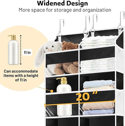 Over the Door Organizer 5 Tiers, Extra Large Behind Door Storage of 10 Compartments, 80 lbs Weight Capacity Hanging Storage Organizer with Clear Window Kids Toys, Shoes, Diapers, Room storage