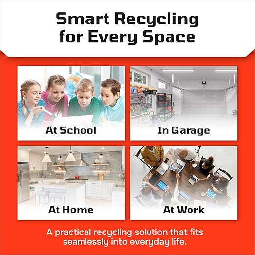 6 Gallon Stackable Recycling Bins for Homes, Garages, Offices Made of 100% Recycled Plastic - (Red, 12 Pack)