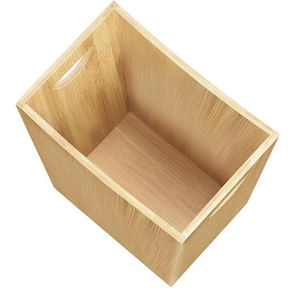 SEHERTIWY Wood Trash Can Wastebasket, 2 Gallon Small Waste Basket with 2 Handles, Rectangular Bathroom Garbage Can for Bathroom, Office, Living Room, Bedroom, Kitchen