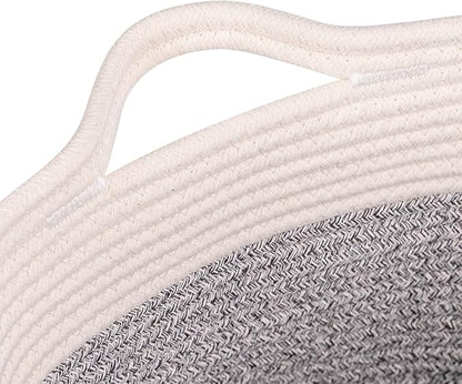 Medium and Large Woven Basket//With Handle, Used for Toys and Fabric Storage Basket used for Storing xl Storage Box, Decorative Storage Box Room 2pack (14L*10W*8.6H Silver Gray, 14Lx10Wx8.6H)