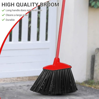 WILLBOND 20 Pcs Heavy Duty Broom Outdoor Indoor Commercial Angle Brooms Bulk for Courtyard Garage Lobby Mall Market Floor Home Kitchen Room Office Pet Hair Rubbish 54 Inch (Red)
