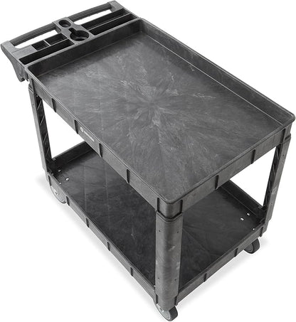 Dryser Utility Cart with Wheels, 46" x 25" Heavy Duty 550 lb. Capacity with Shelves - 2 Tier Rolling Cart with Four 5" Swivel Casters for Warehouse, Garage, Cleaning