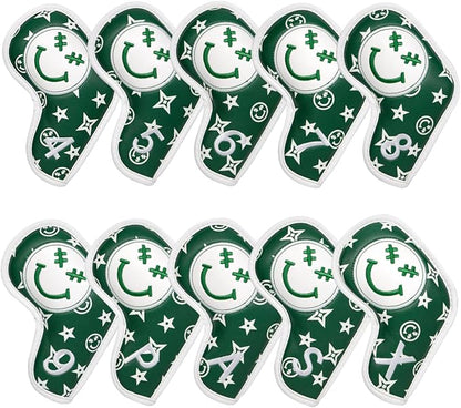 Barudan Golf Iron Head Covers, Golf Headocver for Iron Clubs, Golf Iron Covers Headcovers Set 10pcs #4-9 Aw, PW, SW, Xw fits for All Brand, Color Green, Golf Gifts for Men/Women Golfers
